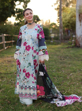 Elaf Print Chikankari Lawn 3 Piece Unstitched Suit EF24C ECK-01 B AQUABELLA